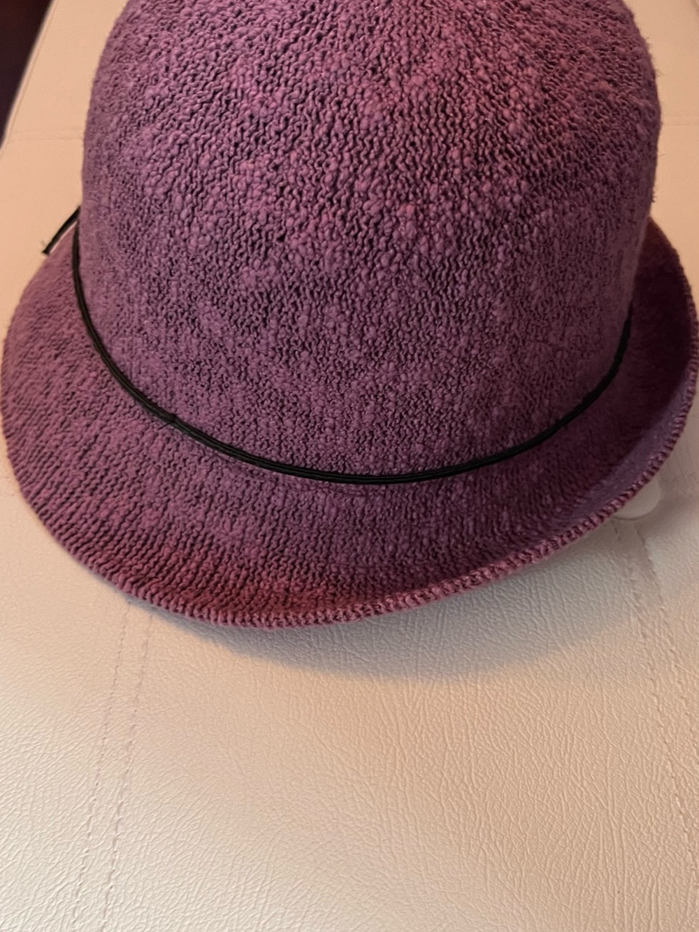 Textured Purple Bucket Hat with Thin Black Band